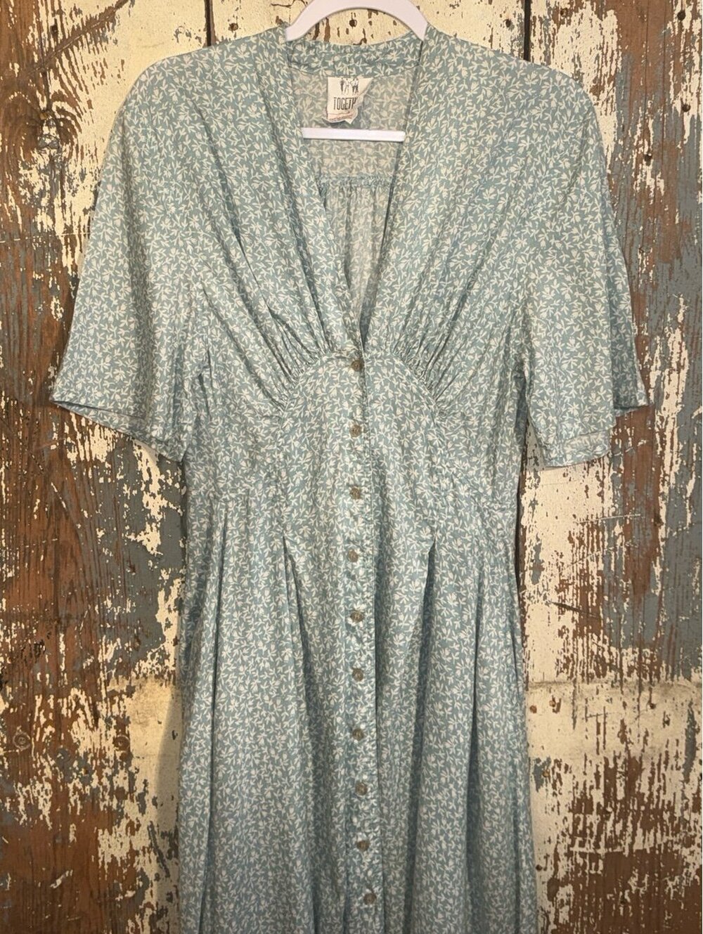 Vintage TOGETHER! 1940s blue button Up Dress size 6 Cottagecore